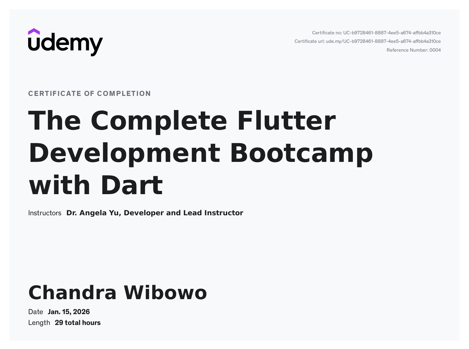 The Complete Flutter Development Bootcamp with Dart - Chandra Wibowo